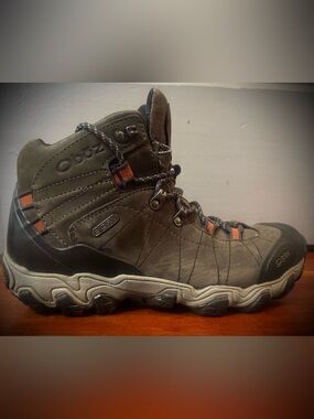 Oboz Men's Brown Hiking Boots with Orange Accents